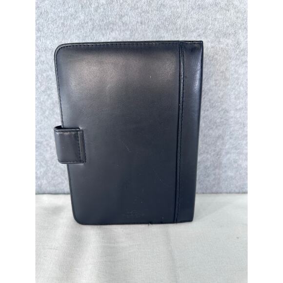 Buxton Black Leather Day Planner 6 Ring Binder 7.5” Organizer Snap ClosureOffice - Picture 2 of 8
